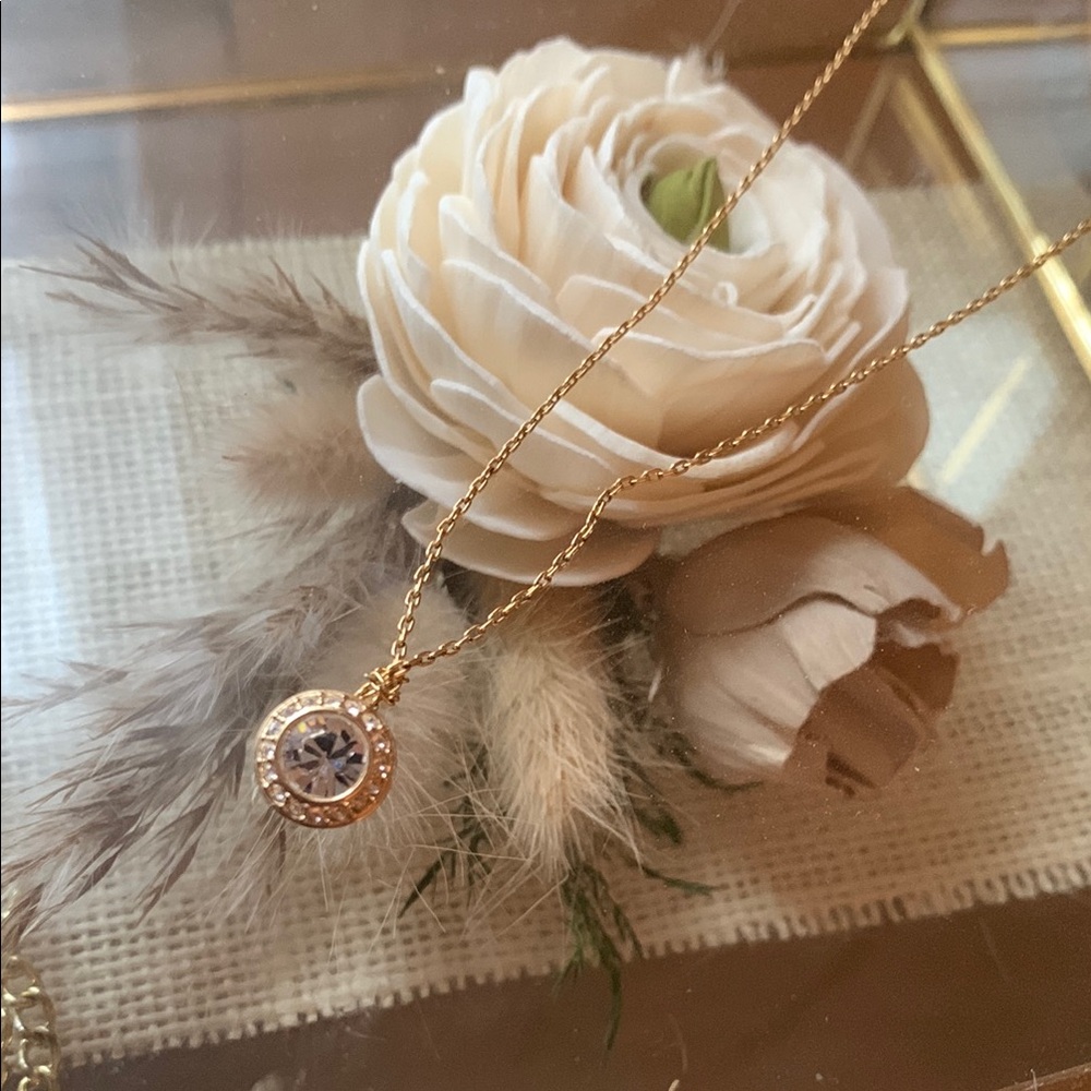 Gold Necklace with Crystal Pendant